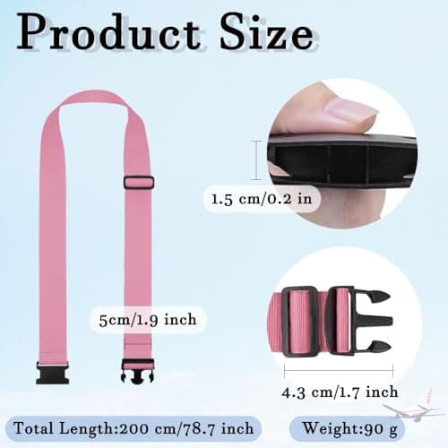 Luggage Suitcase Straps Set Adjustable Travel Packing Straps with Buckles Luggage Belts for Travel Bag Suitcase ((Pink,2)) — view 2