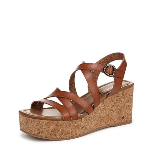 Blowfish Malibu Women's Aurora Wedge Sandal, Scotch Brown Faux Leather, Medium Fit, UK 6