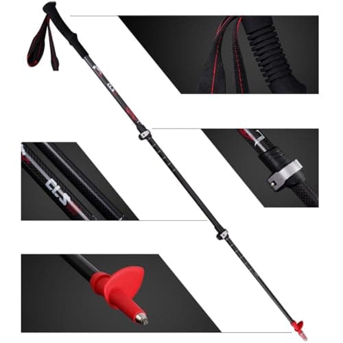 Rockreyoa Nordic Walking Poles Carbon Fibre Monopod Playpen Nordic Foldable Hiking Poles Women Men Telescopic Trekking Poles for Outdoor Hiking Camping Mountaineering White — view 4