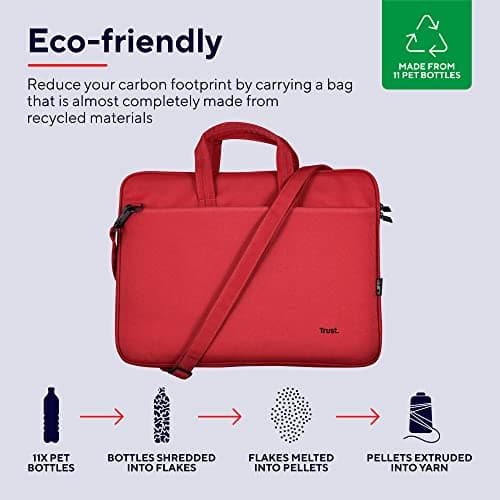 Trust Bologna Slim Laptop Bag 16 Inch with Shoulder Strap, Red — view 4