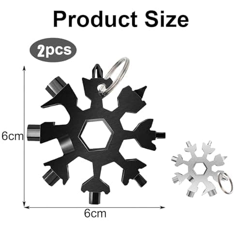 18-in-1 Snowflake Multi Tool,2 Pcs Snowflake Multitool Multitool Hex Wrench Screwdriver Allen Wrench Bottle Opener with Keyring for Outdoor Travel Camping Daily Tool — view 2