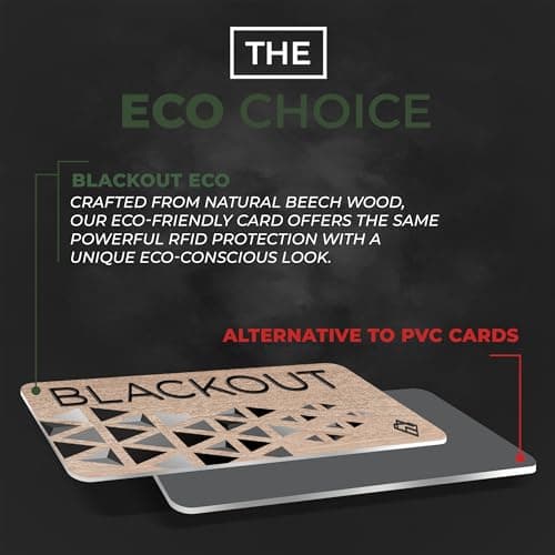 AKIELO Blackout RFID Blocking Card (2 Pack) – Eco Friendly Wooden Anti Theft Credit Card Protector – Ultimate Bank Card Blocker for Contactless Cards and Wallet Protection (Wood Edition - 2 Pack) — view 5