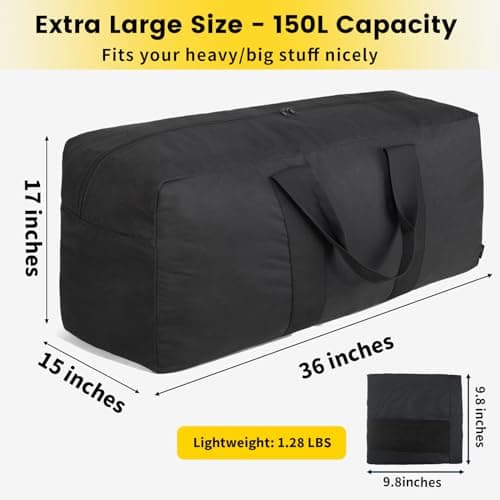 Vorspack 150L Extra Large Foldable Duffle Bag for Travel, Camping, Black — view 2