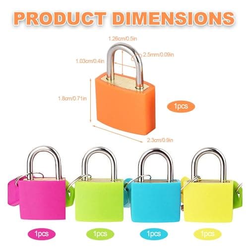 5PCS Suitcase Locks with Keys, Metal Luggage Padlocks, Multicolor Mini Padlock for Suitcase, Practical Travel Lock for Luggage for Backpack, Laptop Bag & Boxes — view 2