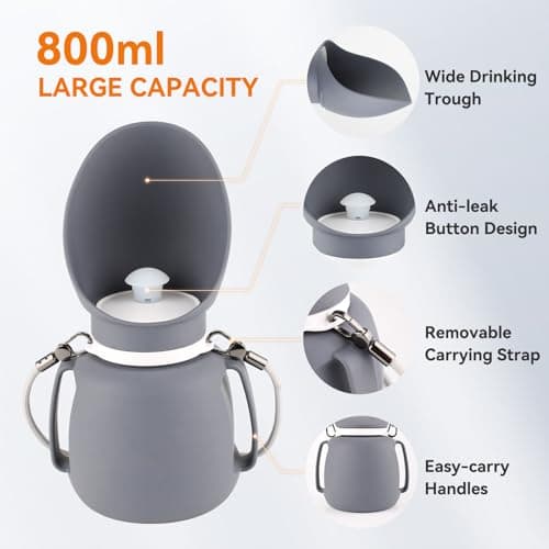 PETLESO Dog Water Bottles for Walking 800ml Large Pet Water Dispenser for Outdoor Hiking & Travel, Leak-proof Lightweight Drinking Bottle — view 2