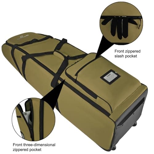 Heavy Duty Oxford Wear-Resistant Soft-Sided Golf Club Flight Bag with Wheels,Khaki — view 6