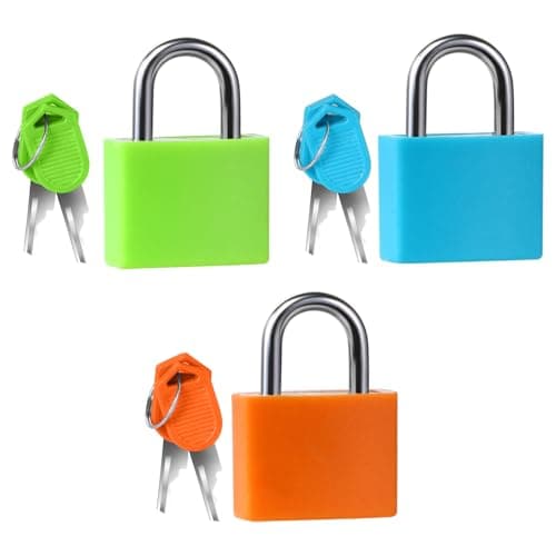 Suitcase Locks With Keys - Small Luggage Lock Padlocks for Suitcases, Gym Locker, Bag, Rucksack, School - Metal Color