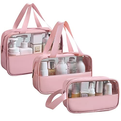Mikytoper Clear Toiletry Bag 3 pcs, Waterproof Wash Bags Set in PVC