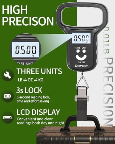 NIVERN Digital Luggage Scale with Strong Strap & Backlit LCD, Portable Suitcase Weighing Scales for Travel, Airline Baggage & Postal Use, Ideal Fishing Accessories for Outdoor Enthusiasts — view 5