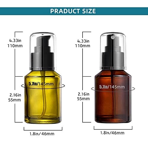 L-Lei 2PCS 60ml/2oz Glass Foundation Bottle & Spray Bottle,Refillable Travel Containe for Cosmetic Perfume Skincare Makeup Lotion, Green,brown — view 2