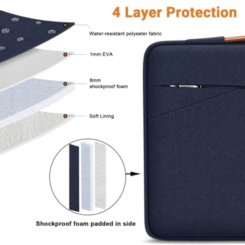 TECOOL 13.3 Inch Laptop Sleeve Protective Case with Handle and Pockets — view 5