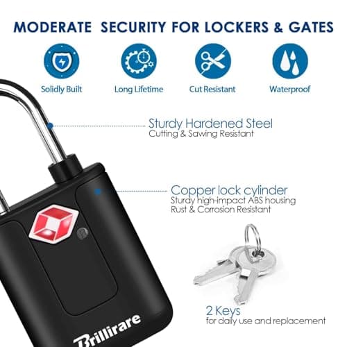 4 Pack TSA Approved Luggage Locks with Keys, Travel Padlock, Solid Waterproof Keyed Suitcase Lock Unbreakable, Outdoor Lock for Lockers, Bags, Backpack, Gym, Gate, Anti Theft-Black — view 4
