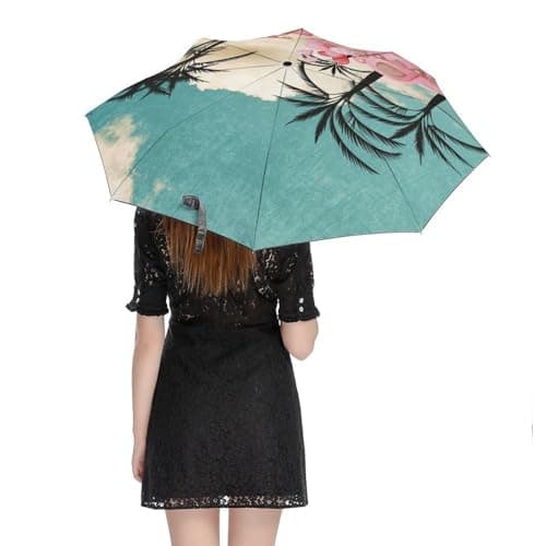 SEEKJOYS Honeymoon Umbrella Out Print Windproof Travel Umbrella Strong Compact Umbrella Automatic Portable Folding Umbrella for Rain Sun — view 5
