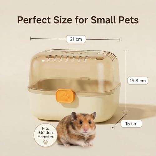 Hamster Carrier Cage with Water Bottle,Transparent PVC Travel Cage for Small Animals,Easy-Carry Escape-Proof Pet Carrier with Great Ventilation for Vet Visit for Golden & Dwarf Hamsters,Sugar Glider — view 2