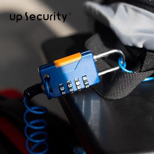 UP Security Ski Lock, Combo Lock with Retractable Cable (36in), Padlock Combination with Cable for Snowboard, Bike, Luggage, Suitcase, Locker, Fridge, Refrigerator, Cabinet, Outdoor Fence (Blue) — view 6