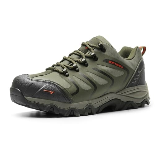 NORTIV 8 Men's Low Top Waterproof Hiking Shoes,Army/Green/Black/Orange,10W