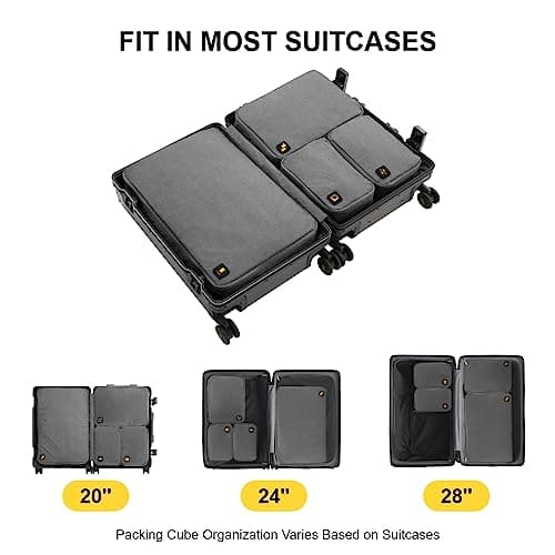 LEVEL8 Packing Compression Cubes for Suitcases,4PCS Luggage Organiser Set, for Home Storage,Travel Accessories,Grey — view 5