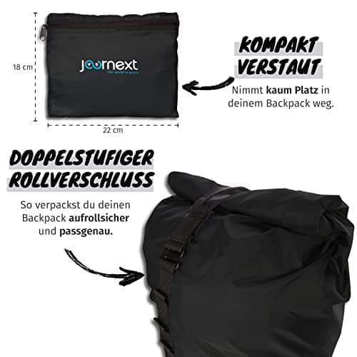 Journext 2 in 1 Backpack Protective Cover and Rain Cover/Backpack Protection, pure black, M (bis 55L) — view 4