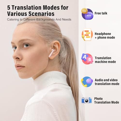 AI Translation Earbuds, Real-Time Bluetooth5.3 Translator Earbuds,Rose Gold — view 2