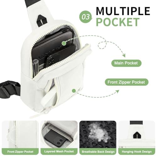 SUIKIHUM Mini Sling Bag for Men and Women 7.5" Pocket, White — view 5