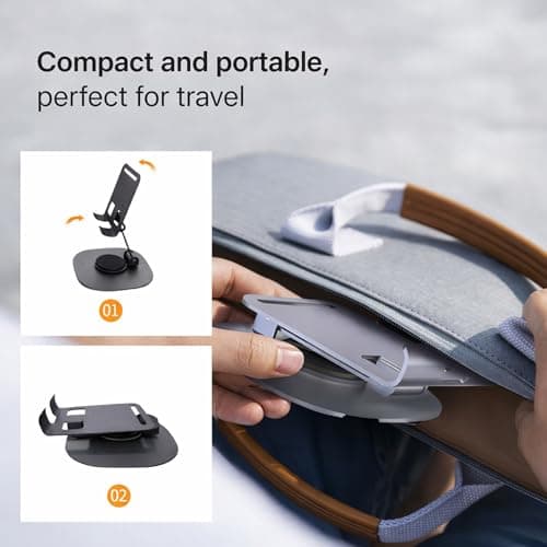 Boulton Foldable Phone Stand - 360° Rotatable Phone Holder Stand - Adjustable, Portable, Multi-Angle Aluminium Holder for Smartphones & Tablets - Desk & Travel Stand for Hands-Free Viewing (Purple) — view 6