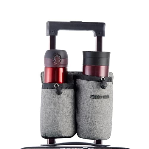 CCSOFTIME Handy Luggage Travel Cup Holder,Multifunction Suitcase Cup Holder,Suitcase Drink Holder with Difference Height,Drink Beverage Caddy for Flight Attendant Traveler-Essential-Grey