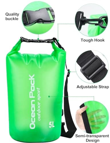 Henrycares Waterproof Dry Bag 20L 10L 5L, Sack with Long Adjustable Shoulder Strap, for Traval, Camping, Hiking, Swimming, Boating, Fishing — view 5