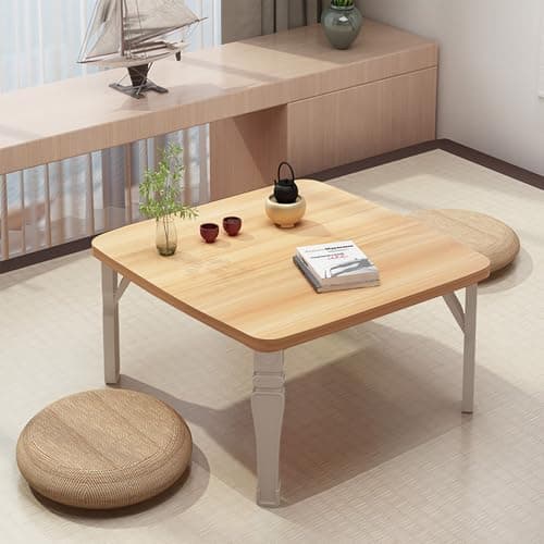 Warmiehomy Folding Dining Table Foldable Table Diner Tea Coffee MDF Childrens Kids Table Playroom,Natural,60 x 60 x35cm — view 2