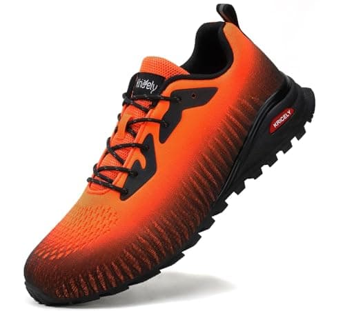 Kricely Trail Running Shoes Mens Breathable Lightweight Trainers Non-Slip Low Rise Walking Shoes（Orange 10）