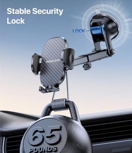 Miracase Car Phone Holder for Cars Dashboard Windscreen Desk, 3in 1 Mobile Phone Mount Automobile Cradle 360° Rotatable Stand GPS Vehicle Mount for iPhone 17 16 15 Pro Plus Max 14 13 12 11Samsung — view 4