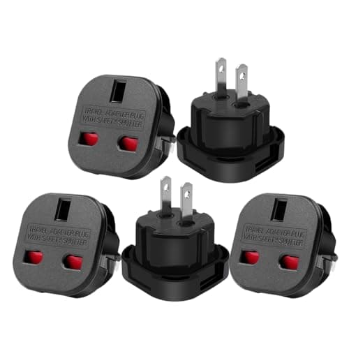 Strhowill 5 Pack UK 3-Pin to US 2-Pin Plug Adapter, Black