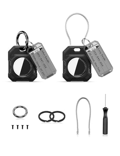 PROfezzion 2-Pack Secure Air Tag Holder with Wire Cable, Key Ring & Key Tag
