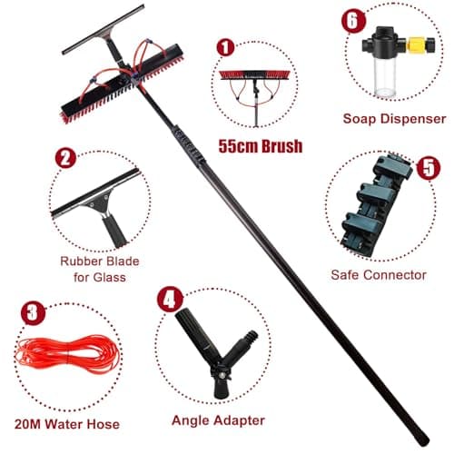 33ft Carbon Fiber Waterfed Cleaning Pole Kit10m Pole & 20m Hose with Soap Dispenser for SoPanels Roofs and Car WashingUltimate Reach & Efficiency — view 2