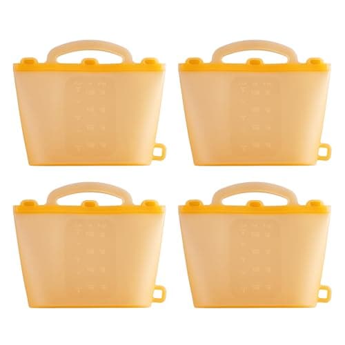 SUNNYNEST 4pcs Reusable Freezer Bags Leak-Proof Silicone Food Storage Containers Bag Food Preservations Fridge Fruit Pouches for Kitchen, Fridge, Travel & Office Use (Yellow)