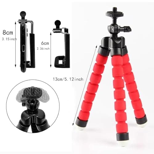 YIYIWANG Phone Tripod Cell Phone Stands Flexible Octopus Style Portable Mini Travel Tripod Stand Camera Mount for Gopro Smartphone and Digital Camera Video Outdoor (Red) — view 2