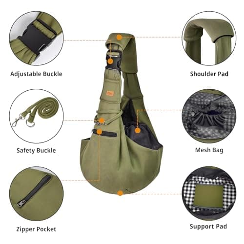 CUBY Puppy Carrier Sling Lightweight Travel for Small Pets Hands-Free-Green — view 6