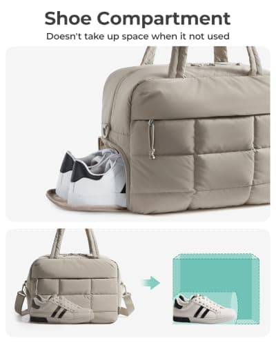 bagsmart Gym Bag Womens, 23L Travel Bag with Shoe Compartment,Charcoal Grey — view 4