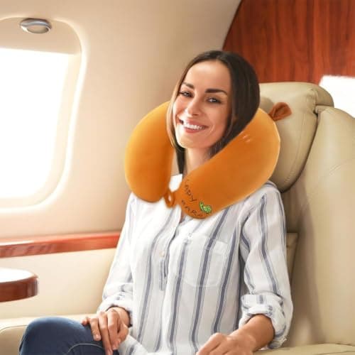 HATFRYF Capybara Neck Pillow for Travel, Soft Memory Foam Neck Support Pillows, U-Shaped Pillow with Adorable Design Travel Pillows for Office, Planes, Trains-Brown — view 4