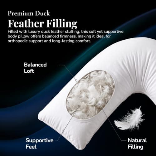 Bedding Direct UK Superior Duck Feather V-Shaped Pillow - Side Sleep Pregnancy Pillow with Polycotton Cover with Pillowcase - Support to Eliminate Neck, Back, Hip, Joint - U Shape Neck Pillow Pink — view 4