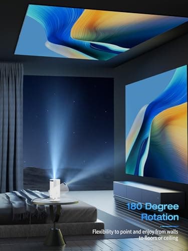 Built-in Apps & Android 14.0 Mini Projector Portable 30000 Lux Projector 4K Supported 180° Rotation & Auto Keystone, Outdoor Compatible with TV Stick/Windows/iOS/Android/HDMI/USB (white, 17 * 8 * 10) — view 2