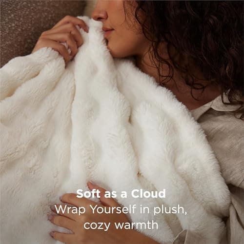 Bedsure Bubble Fleece Throw Blanket - Lightweight, Off White, 130x170cm — view 2