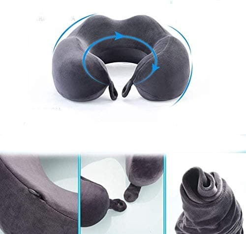 NCRD Travel Neck Pillow Sleep Kit - 100% Memory Foam Travel Pillow, Car Airplane Travel Pillow Neck Pillow Nap Lunch Break Student Memory Foam U-shaped Pillow (Color : Gray) — view 4