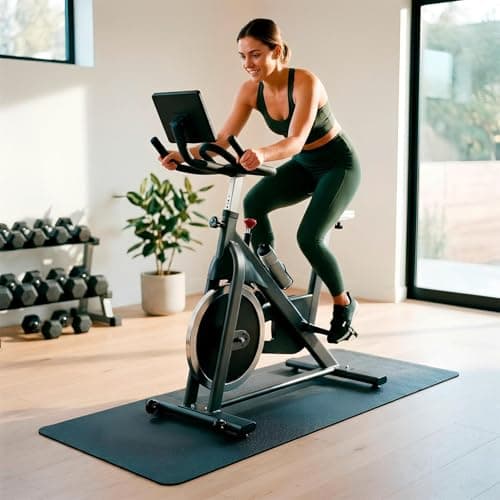 Harbour Housewares Rubber Treadmill Mat – 120 x 60cm – Black - Heavy-Duty NBR, Non-Slip, Water & Abrasion Resistant, Home Gym Floor Protector, Portable, Durable Exercise Mat — view 2