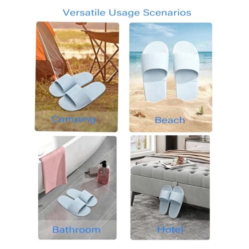 EQLEF Hotel Slippers for Men in UK Size 7-9, Plastic Portable Travel Slippers Anti-slip Foldable Women's Shower Slippers for Hotel Bathroom Spa - 1 Pair — view 3