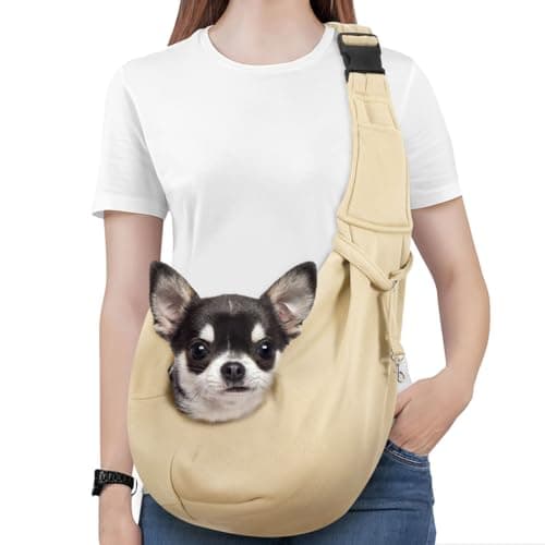 Pawaboo Small Dog Sling Carrier,for 3-10 lbs Pets, Light Khaki