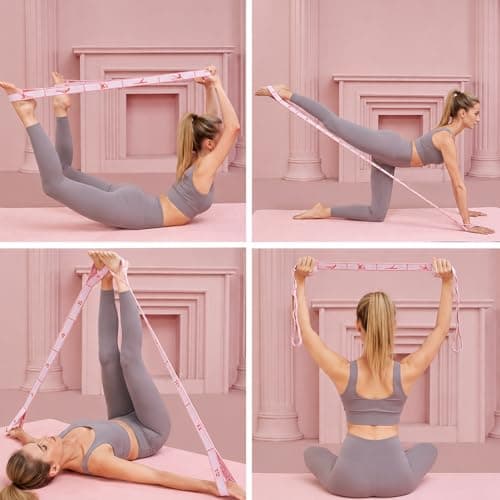 2 Pack Resistance Bands for Stretching, Yoga Stretch Bands with 8 Adjustable Loops, Exercise Stretch Bands for Yoga Pilates Gymnastics Physical Therapy, Flexibility Bands for Women Beginners — view 3
