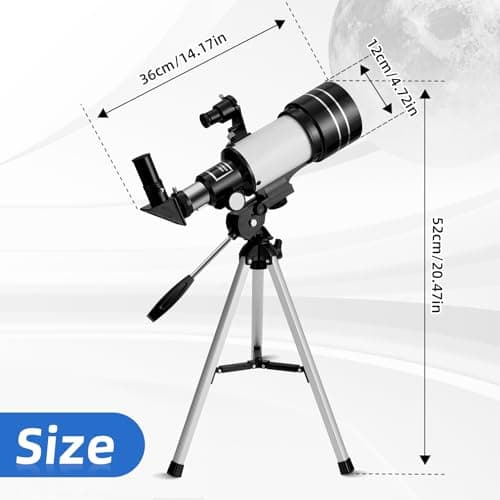 Telescopes for Astronomy Adults, 70mm Aperture 300mm Refractor Telescope for Kids & Beginners, Compact and Portable Travel Telescopio with Aluminum Alloy Tripod Finderscope — view 2