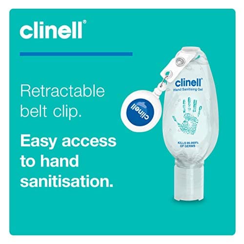 Clinell Hand Sanitiser Gel with Retractable Clip - 50 ml - Dermatologically Tested, Kills 99.99% of Germs, Moisturising, Quick Action, Kind to Skin, No Stickiness — view 5