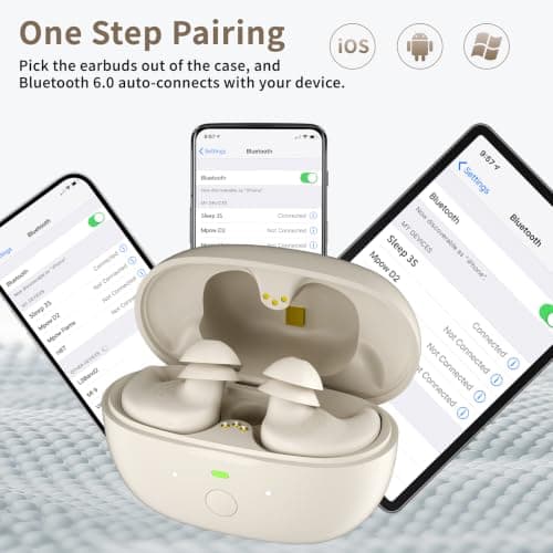 Sleep Earbuds Bluetooth 6.0, Mini Wireless Sleep Headphones for Side Sleepers, Up to 80 Hrs Total Playtime, Dual UV Cleaning Light, Ultra Soft & Pressure-Free Fit for Sleeping, Napping and Travel — view 3