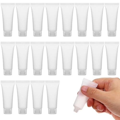 50Pcs 10ml White PVC PP Squeeze Travel Bottles for Shampoo and Face Wash